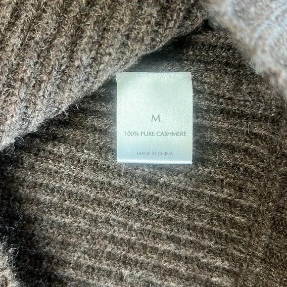 TSE RIBBED MID-SLEEVE 100% CASHMERE BALLOON SLEEVE ROUND COLLAR BUTTON SWEATER